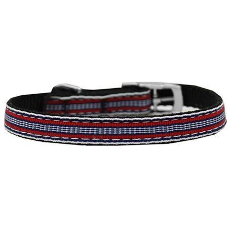 PET PAL Preppy Stripes Nylon Dog Collar with Classic Buckles 0.37 in.Red & White Size 10 PE822954